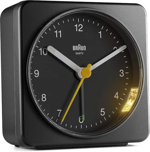 Vista 14 de Braun Reloj despertador analógico clásico con repetición y luz, movimiento de barrido de cuarzo silencioso, alarma de pitido Crescendo en blanco