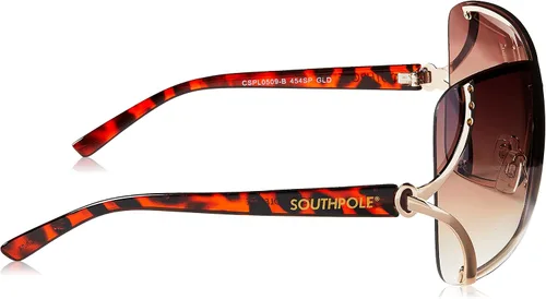 Vista 3 de Southpole womens 454sp Glitzy Metal Shield Sunglasses (140mm) - Uv400 Protection, Trendy Gift for Her Rectangular Sunglasses