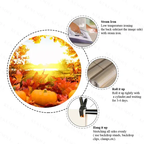 Vista 6 de 7x5ft Pumpkin Background Autumn Maple Forest Photography Backdrop for Harvest Party Banner Decor Portrait Photobooth Studio Props KUBYC564