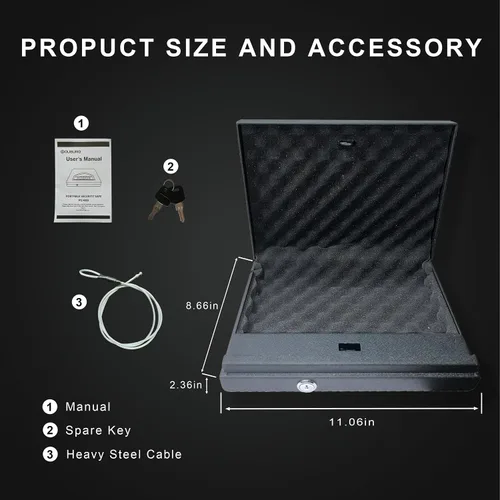 Vista 2 de Caja fuerte para armas con bloqueo de teclado digital, caja fuerte para armas con 1 pistola, pequeña caja de seguridad portátil para armas