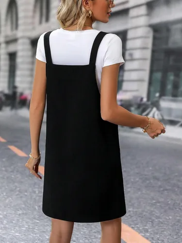Vista 2 de Floerns Vestido sin mangas liso con doble bolsillo sin mangas para mujer