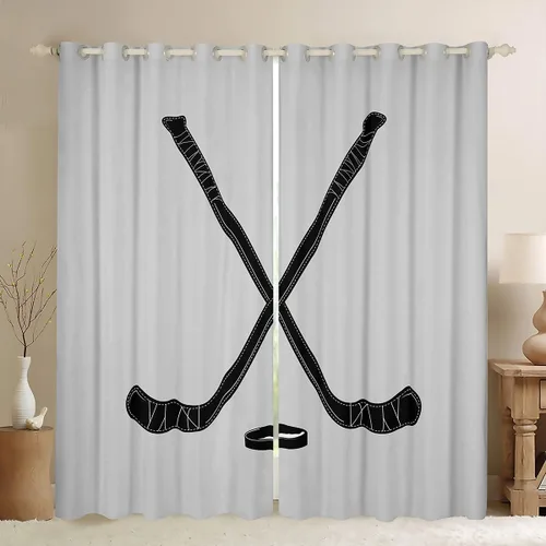 Vista 18 de Erosebridal Hockey Blackout Curtains for Boys,Blue and Black Sports Curtains & Drapes for Kids Teen,Ball Games Gamer Bedroom Decor,Ice Hockey Field