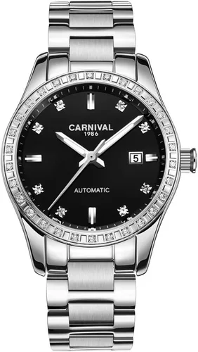Vista 13 de TEINTOP Carnival Reloj mecánico automático para mujer con correa de acero inoxidable