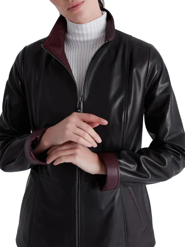 Vista 9 de Bigardini Chaqueta italiana de cuero genuino para mujer, piel de cordero real