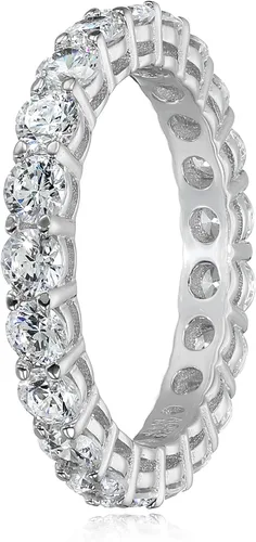 Vista 3 de Amazon Essentials Anillo de plata de ley chapada en platino o oro con circonita cúbica redonda de elementos infinitos