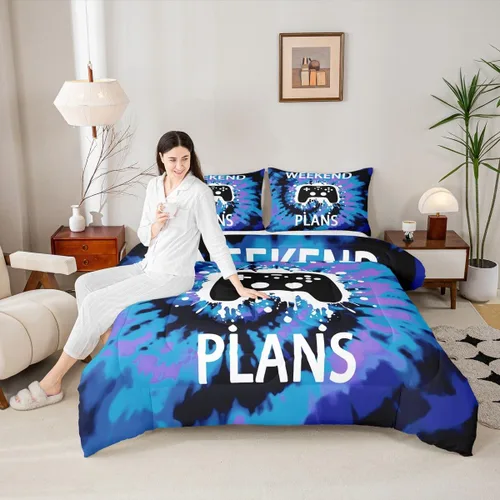Vista 46 de Erosebridal Juego de edredón de hojas de cannabis, juego de ropa de cama de marihuana con estampado colorido de plantas, decoración bohemia de 2
