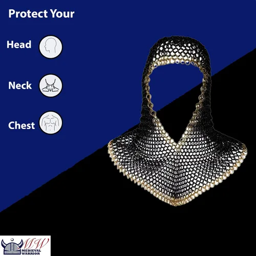 Vista 4 de Medieval Warrior Armadura Coif Chainmail, 18.75 pulgadas
