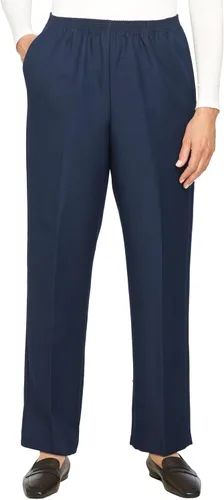 Vista 9 de Alfred Dunner Pantalones de poliéster con cintura elástica en todo el contorno talla petite - Estilo sin cremallera Negro