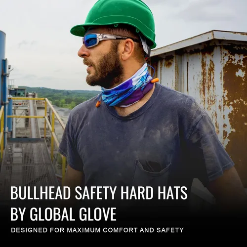 Vista 2 de Bullhead Safety - Casco con ventilación y suspensión de cuatro puntos con bloqueo deslizante