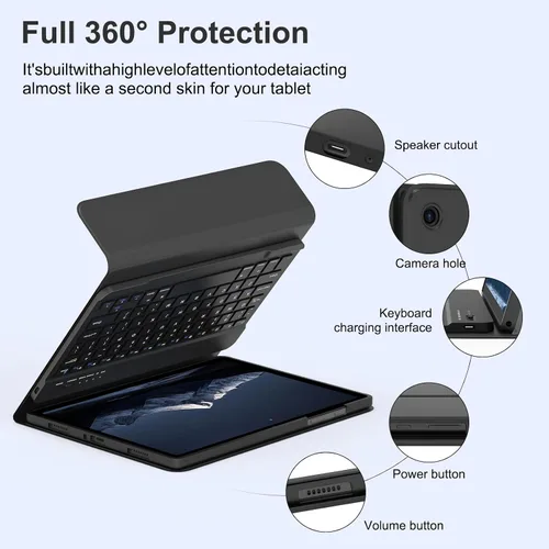Vista 5 de MMK Funda para Galaxy Tab A11 con teclado (11 pulgadas 2025, SM-X230, SM-X236B), compatible con Galaxy Tab A9 Plus funda con teclado