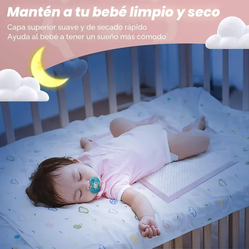 Vista 2 de 80 unidades de almohadillas desechables para cambiar pañales de bebé, 45.72 cm x 45.72 cm rosa – súper absorbentes, a prueba de fugas, de secado
