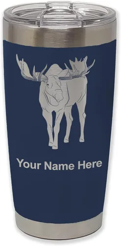 Vista 20 de LaserGram Vaso aislado al vacío de 20 onzas, alce, grabado personalizado incluido (negro)