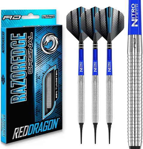 Vista 10 de RED DRAGON Darts - Amberjack Javelin Pegasus Razor Edge - Professional Tungsten Soft Tip Darts - Includes Dart Flights and Shafts
