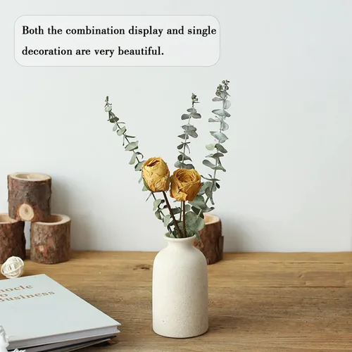 Vista 6 de CEMABT Juego de 3 jarrones de cerámica beige pequeños para decoración, decoración moderna boho de granja para el hogar, jarrón decorativo
