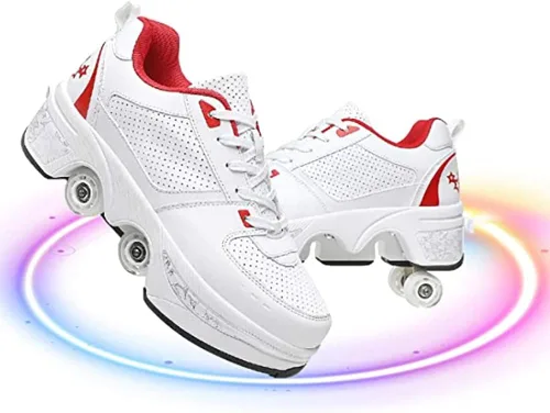 Vista 9 de Zapatos de patinaje de deformación para hombre y mujer, patines cuádruples, zapatos retráctiles para adultos/niños, zapatos de polea invisible