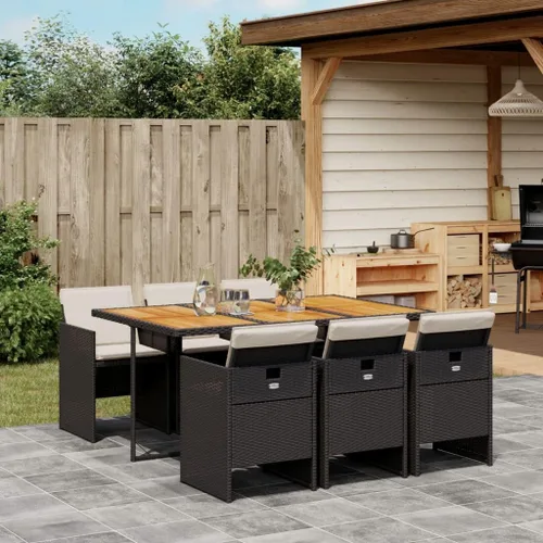 Vista 19 de Juego de comedor de patio de 5 piezas, muebles de exterior sintético de ratán beige, mesa rectangular con 4 sillas, resistente a la intemperie