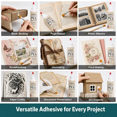 Vista 5 de ALECPEA Pegamento PVA 4 oz para manualidades y proyectos de papel