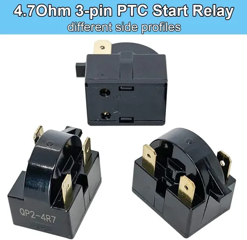 Vista 3 de QP2-4.7/QP2-4R7 4.7Ohm Refrigerador 3 Pin PTC Start/Starter Relay w/Refrigerator Overload Protector, Compatible with Whirlpool, Vissani, Kenmore