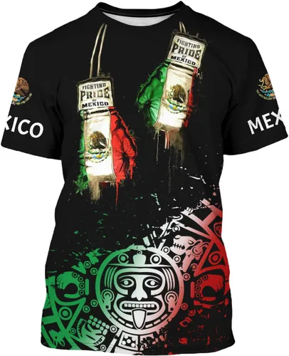 Vista 11 de FAYBA Camisas mexicanas aztecas de manga corta de verano México Jersey unisex 3D Camisas