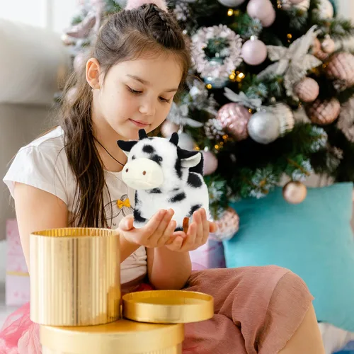 Vista 4 de Easfan Walking Black Cow - Juguete electrónico interactivo de peluche para mascotas con sonidos y movimientos en movimiento, juguete educativo