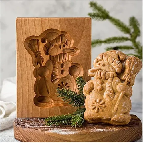 Vista 32 de Molde de Galletas de Madera Tallada con Pájaro - Cortador de Galletas de Jengibre DIY con Prensa de Relieve