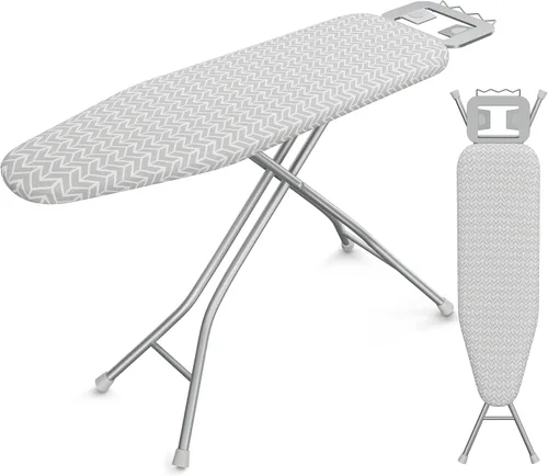 Vista 10 de Yaheetech Tabla de planchar plegable, tabla de planchar resistente con 9 alturas ajustables, cubierta de 4 capas y reposaplancha de seguridad, tabla