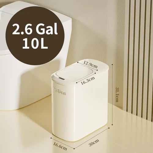 Vista 8 de MRBIN Bolsa de absorción con sensor de movimiento, cubo de basura de baño con tapa y ruedas, cesta de basura automática de 2.6 galones