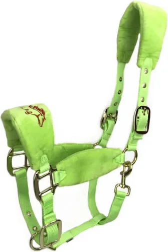 Vista 10 de Caballos acolchados de forro polar con cabestrillo de nailon y accesorios de hardware de color rosa/dorado antidesgaste