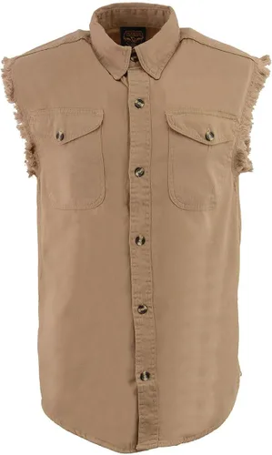 Vista 6 de Milwaukee Leather DM1002 Camisa vaquera ligera negra para hombre con corte deshilachado sin mangas
