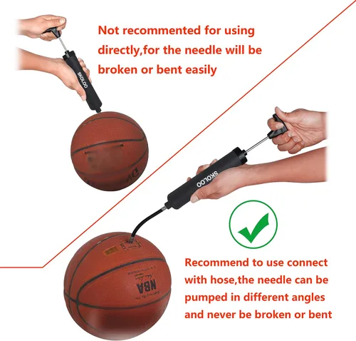 Vista 3 de SKOLOO Kit de inflador de bomba de aire portátil de 10 pulgadas con aguja, boquilla, manguera de extensión para fútbol, baloncesto, fútbol