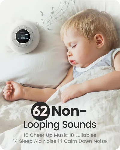 Vista 2 de Glocusent Máquina de sonido portátil para bebés, niños y adultos, 62 sonidos y altavoz de 5 W, máquina de ruido blanco para dormir, máquina