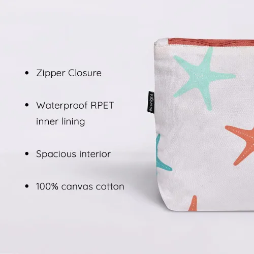 Vista 4 de Eco Right Bolsa de cosméticos de lona: bolsa de maquillaje de viaje para mujeres y niñas, organizador de monedero con cremallera, elegante estética
