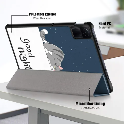 Vista 6 de Lazycat - Funda para Xiaomi Redmi Pad SE de 11 pulgadas, carcasa rígida con soporte delgado para Redmi Pad SE 11 2023 con función de encendido