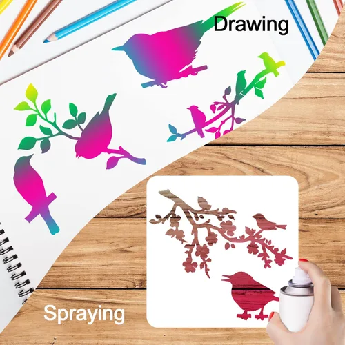 Vista 3 de Juego de 20 plantillas reutilizables para estarcir, plantillas de primavera e invierno, de Navidad, para pintar sobre pared de madera, decoración