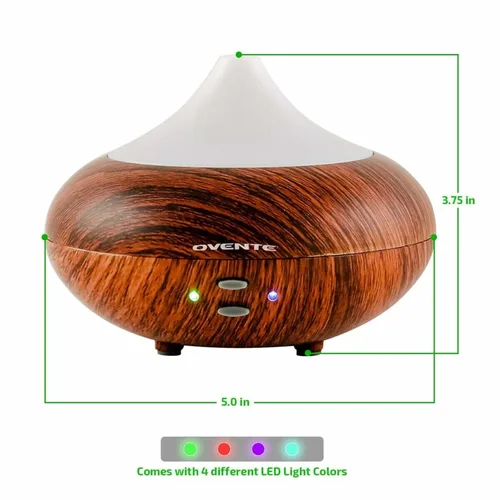 Vista 10 de OVENTE Difusor de aromaterapia de aceite esencial de 3.38 onzas con humidificador de aire frío y luces LED, tecnología de humidificador ultrasónico
