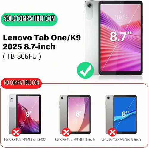 Vista 2 de HXCASEAC Funda para Lenovo Tab One de 8.7 pulgadas (TB-305FU) con protector de pantalla, soporte para bolígrafo, correa de mano, soporte ajustable