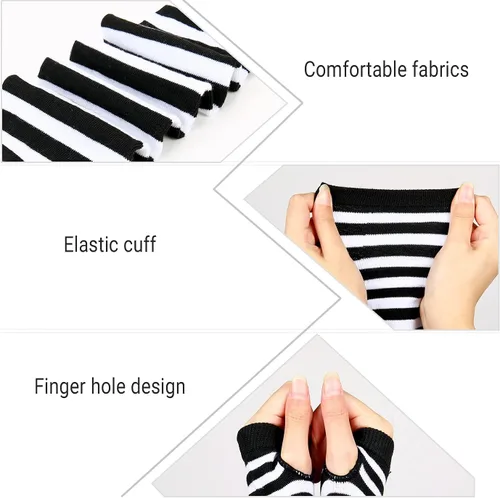Vista 3 de Benefeet Sox Calcetines altos hasta el muslo a rayas para mujeres y niñas, calcetines altos por encima de la rodilla, calentador de piernas, brazos
