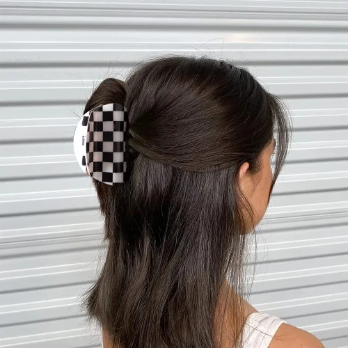 Vista 5 de Pasadores de pelo vintage a cuadros Y2K, 3 pinzas estéticas para mujeres y niñas