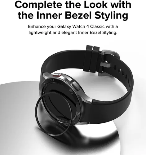 Vista 4 de Ringke Estilo de bisel interior compatible con Samsung Galaxy Watch 4 Classic de 1.654 pulgadas, acero inoxidable antiarañazos anillo interior bisel
