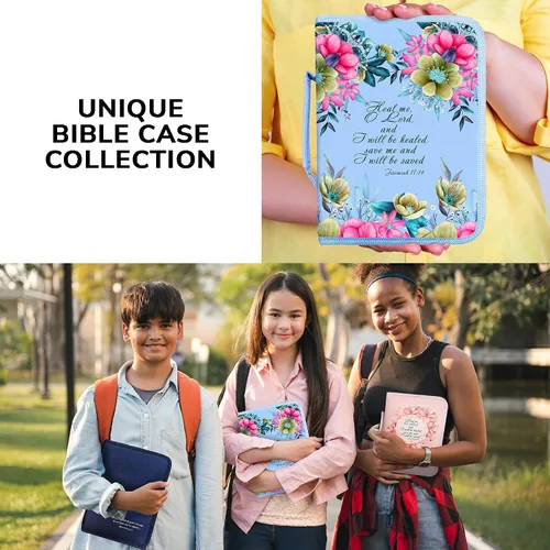 Vista 35 de DEHITE Funda para la Biblia para mujer, fundas de tela prémium para la Biblia para niñas, bolsa de transporte para mujer, ranuras para bolígrafos