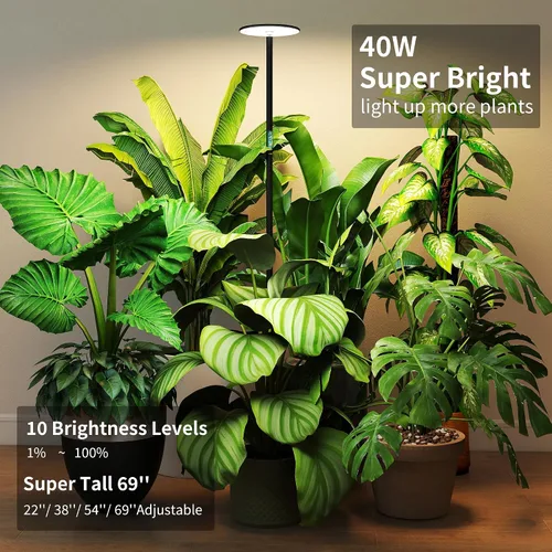 Vista 5 de chiphy Luz de crecimiento de espectro completo de 69 pulgadas para plantas de interior, temporizador de 4/8/12H, luces de planta de 40 W de alto