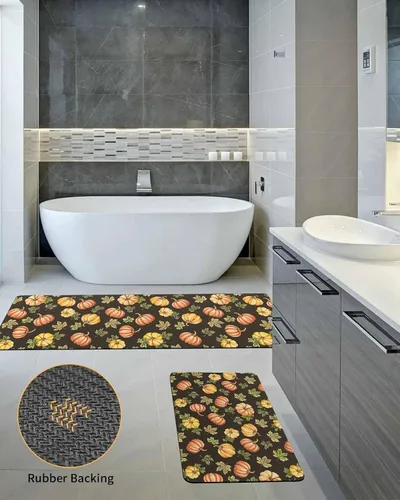 Vista 5 de Fall Autumn Pumpkin Bath Mat for Tub,Non Slip Bathroom Floor Runner Rug Quick Dry & Absorbent Diatomaceous Earth Shower Sink Kitchen