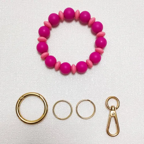 Vista 3 de Llavero de silicona con cuentas para mujer, pulsera elástica para llavero