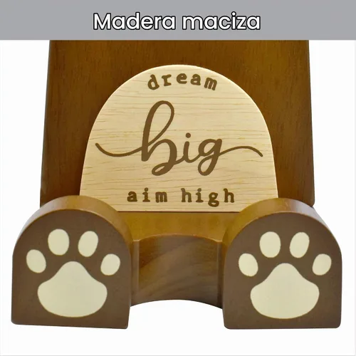 Vista 6 de I'm - Soporte multiusos de madera para lentes, teléfono, pluma y lápiz, accesorios de escritorio, decoración de escritorio, hogar, oficina Oso