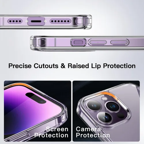 Vista 7 de JETech Funda con función atril para iPhone 14 Pro Max de 6.7 pulgadas, soporta carga inalámbrica, funda delgada a prueba de golpes, soporte de metal