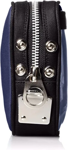 Vista 3 de SANEI() Luggage Canvas Mailing Pouch (S) Horseshoe Lock Hardware (No Padlock Included) Red, NVY