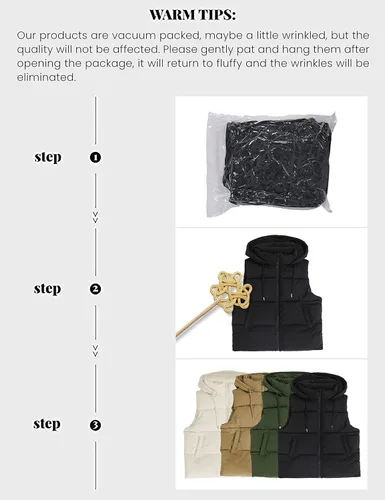 Vista 9 de Tanming Chaleco acolchado negro para mujer, con cremallera, ligero, sin mangas, para invierno, con capucha