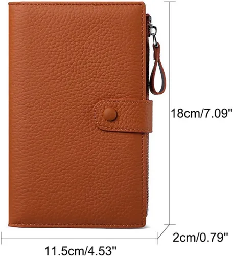 Vista 2 de Cartera para mujer, con cremallera y bolsillo para monedas, con bloqueo Rfid, billetera delgada de cuero para mujer, Beige, Classic