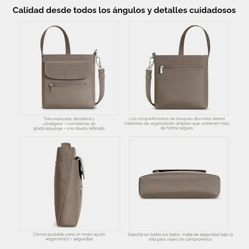 Vista 5 de Travelon - Mini bolsa clásica de hombro antirrobo Avellana