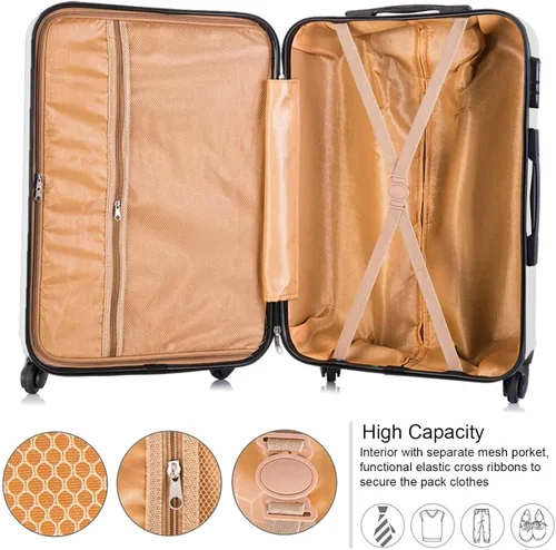 Vista 4 de 4 piezas equipaje conjuntos ligero ABS durable maleta Spinner ruedas Hardshell viaje maletas, Blanco leche, Equipaje ligero e impermeable con rueda